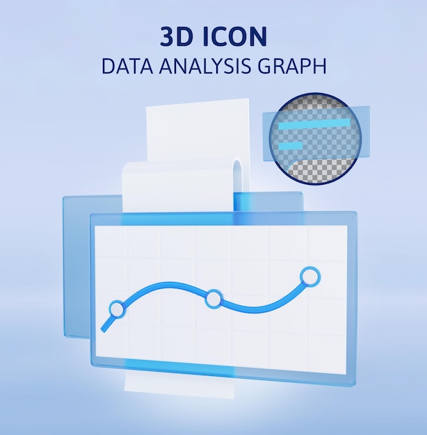 PSD ilustração de renderização 3d de gráfico de análise de dados