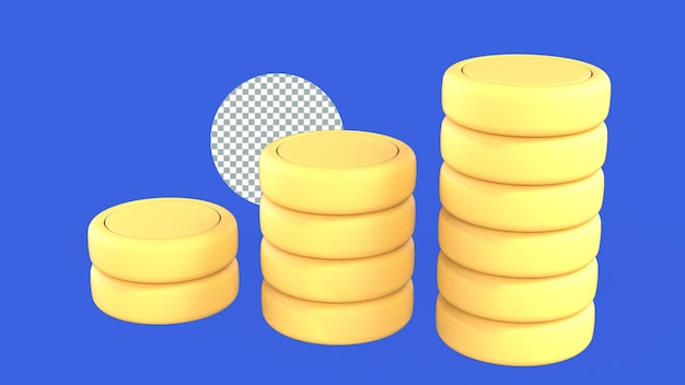 PSD ilustração de renderização 3d de pilhas de moedas de ouro para o conceito de investimento de dinheiro de negócios