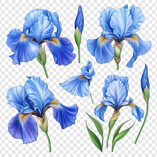 PSD ilustração de uma flor de íris azul