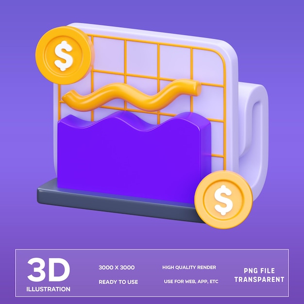 PSD ilustração em 3d da análise financeira do psd