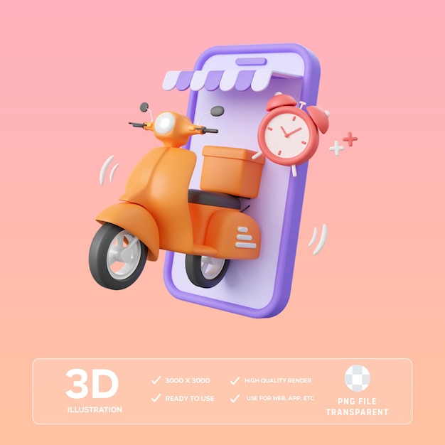 Ilustração em 3D da bicicleta de entrega PSD