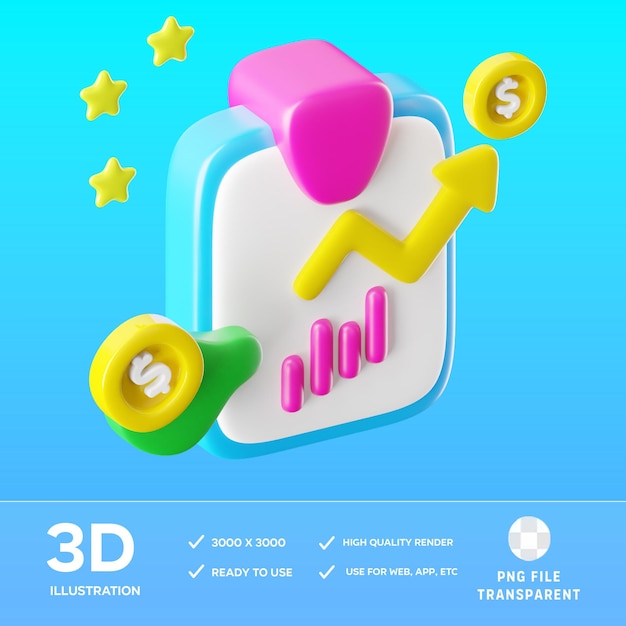 PSD ilustração em 3d das estatísticas da psd