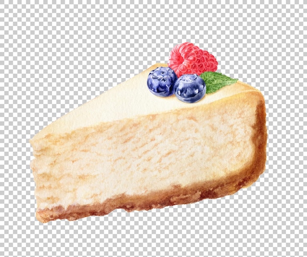 PSD ilustração em aquarela de cheesecake clássico isolado no fundo branco