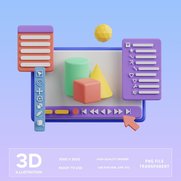 PSD ilustração gráfica 3d psd 3d