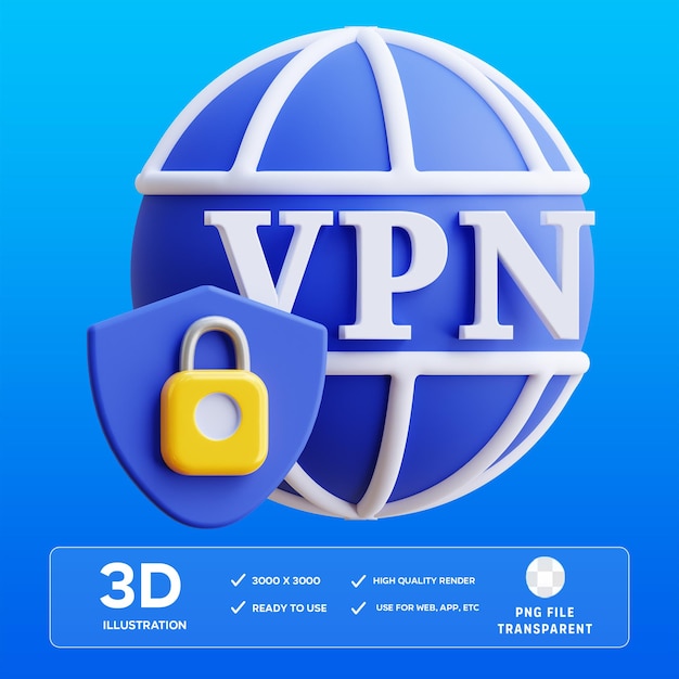 PSD ilustração psd vpn 3d