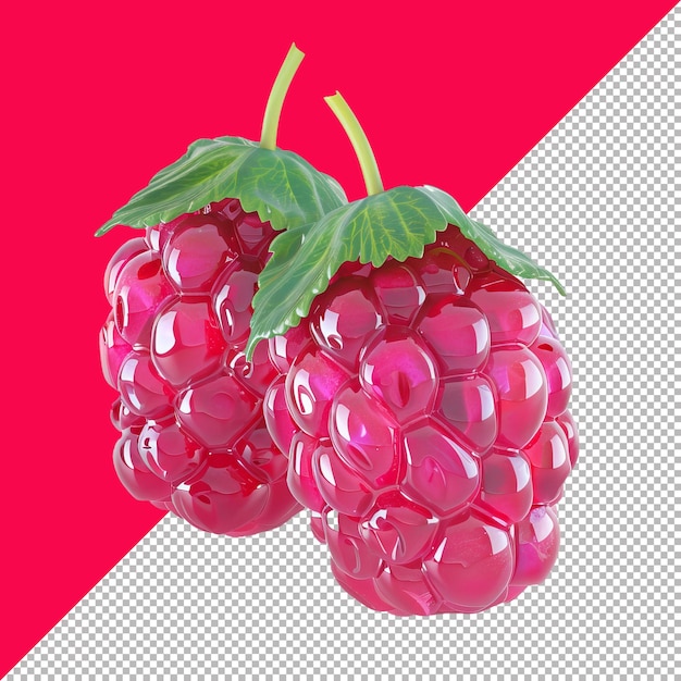 une image d'une framboise avec un fond rouge