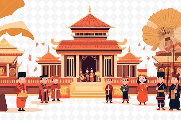 PSD une image d'un temple avec un groupe de personnes devant lui