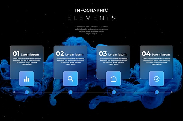 PSD infografik-design der glaseffekt-zeitleiste