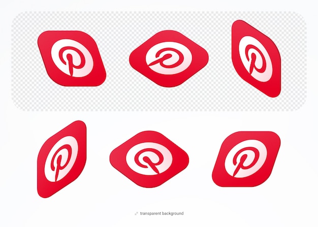 PSD insieme di logo di social media dell'icona pinterest 3d psd isolato