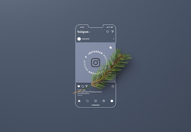 PSD instagram-post-mockup mit isolierter schnittstellenvorlage