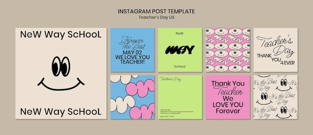 Instagram-Posts zum Tag des flachen Design-Lehrers