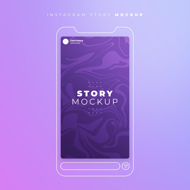 PSD instagram-story-mockup mit linearem effekt