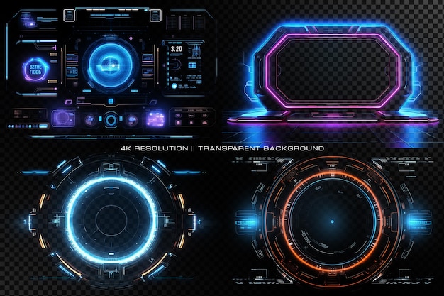 PSD interface des éléments hud sur un fond transparent