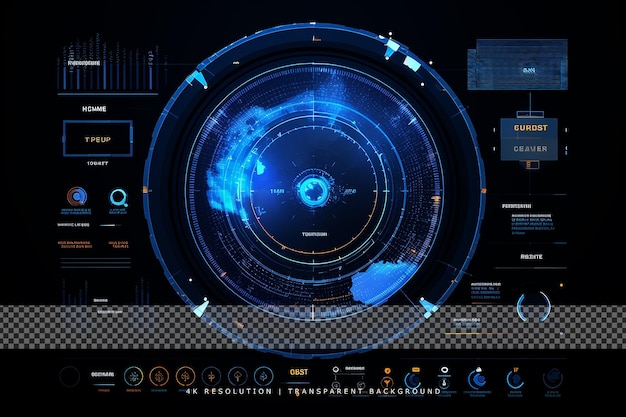 PSD interface futuriste sci hud sur un fond transparent