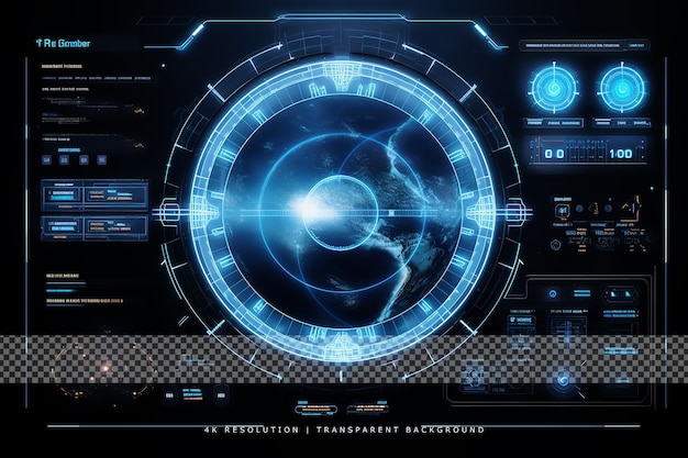 PSD interface hud futuriste dans un fond transparent