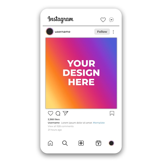 PSD interface utilisateur du modèle de poste instagram des médias sociaux