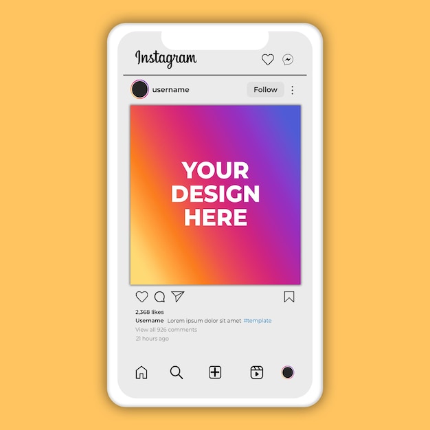 PSD interface utilisateur du modèle de poste instagram des médias sociaux