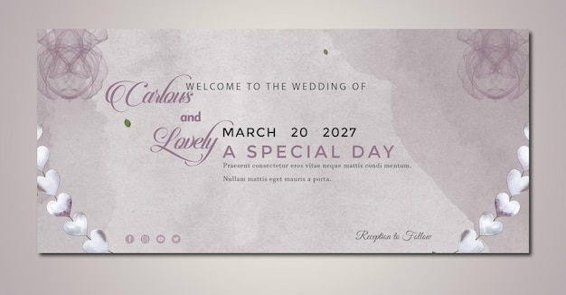 PSD des invitations de mariage dorées élégantes