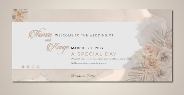 PSD des invitations de mariage dorées élégantes