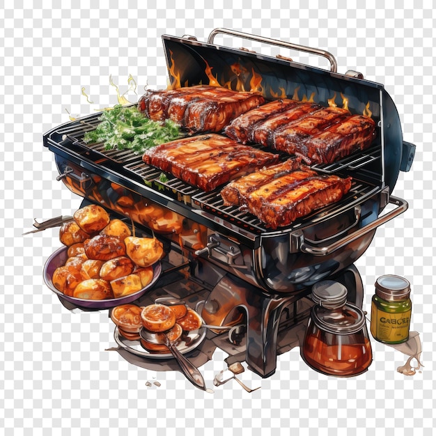 PSD isolato barbecue style png con sfondo bianco cartoon generativo ia