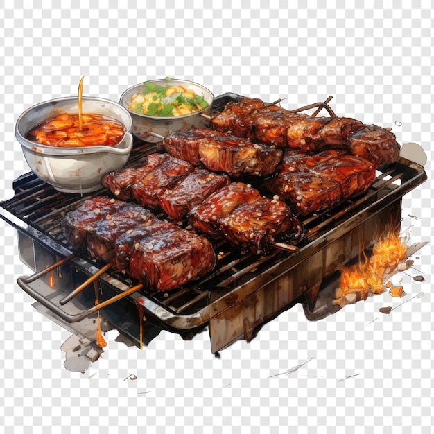 PSD isolato stile barbecue png con sfondo bianco minimalista generativo ia