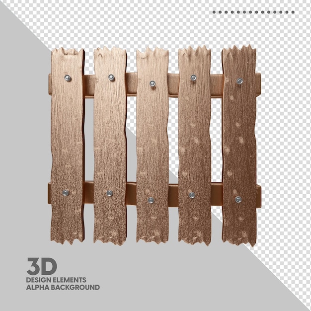 Isolierter 3D-Holzzaun für die Komposition