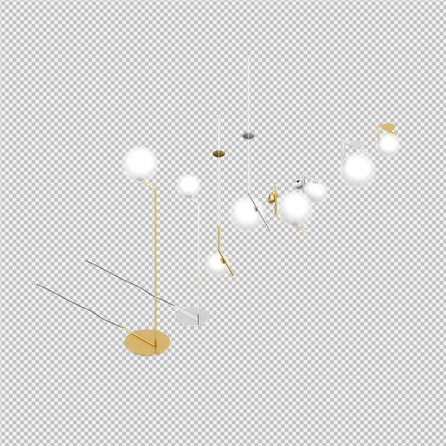 PSD isometric lamps 3d rendu isolé