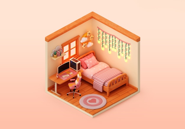 Isometrische Schlafzimmer-Illustration