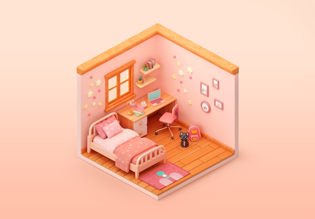 Isometrische Schlafzimmer-Illustration