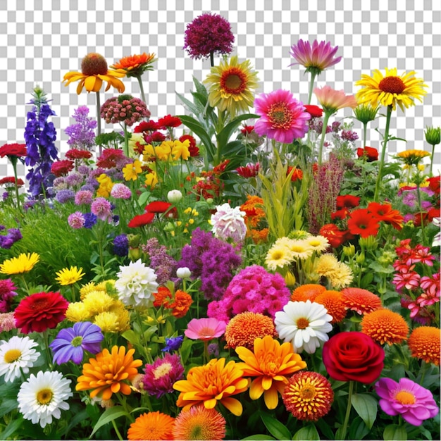 PSD jardin de fleurs vibrant png art numérique captivant sur un fond transparent