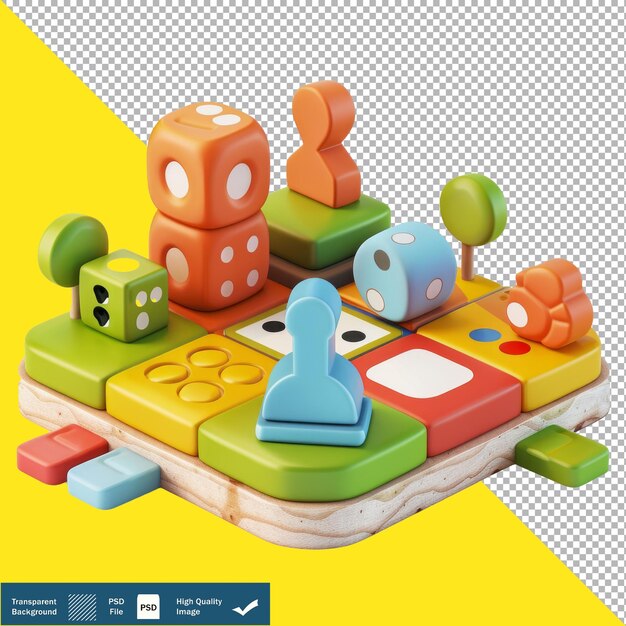 PSD jeu de société mignon 3d rendu isométrique fond blanc fond transparent png psd