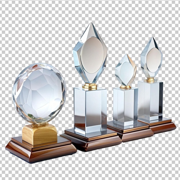 PSD un jeu de trophées en verre de 3d