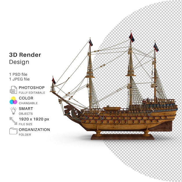 PSD jouet de bateau modélisation 3d fichier psd jouet de bateau réaliste