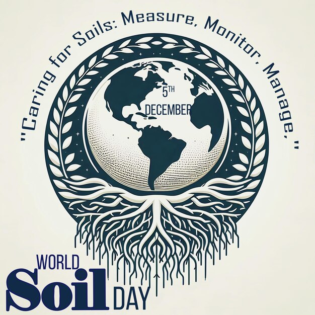 PSD journée mondiale du sol avec un modèle de bannière de sol et d'arbre à la main pour le 5 décembre