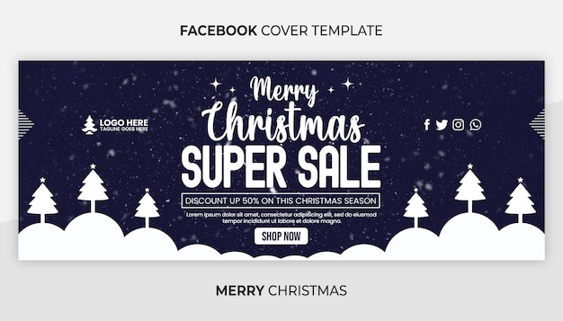 PSD joyeux noël couverture facebook et modèle de bannière web