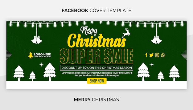 PSD joyeux noël couverture facebook et modèle de bannière web