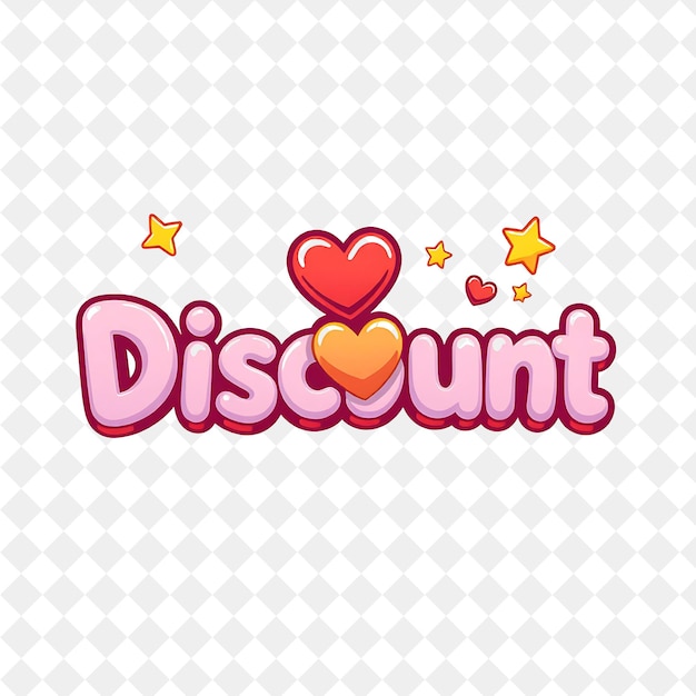 PSD kawaii text discount adornato con stelle luccicanti e cuore incollato nel testo il testo è a grassetto e bi