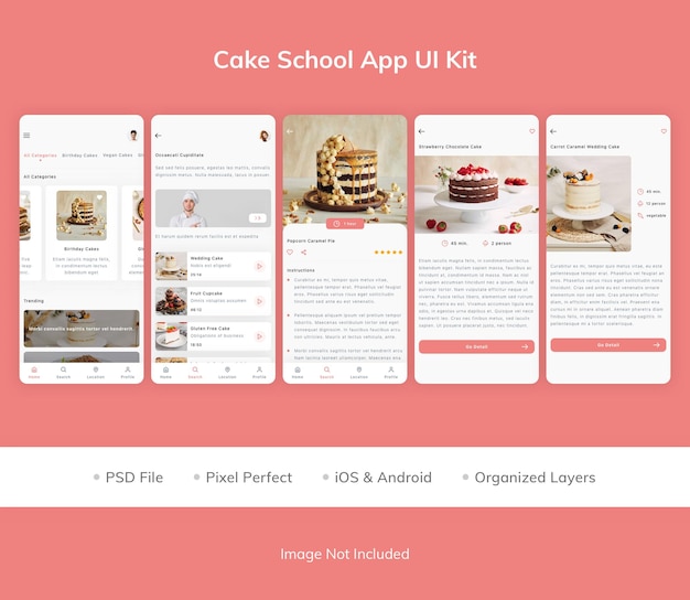 PSD kit d'interface utilisateur de l'application cake school