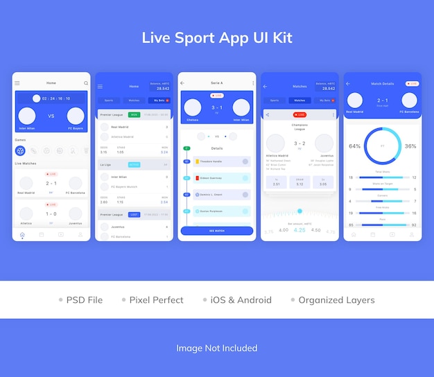 PSD kit d'interface utilisateur de l'application live sport