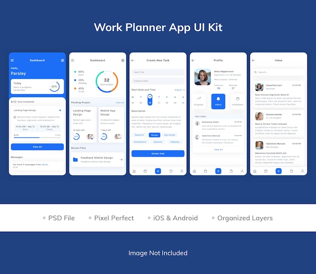 PSD kit d'interface utilisateur de l'application work planner