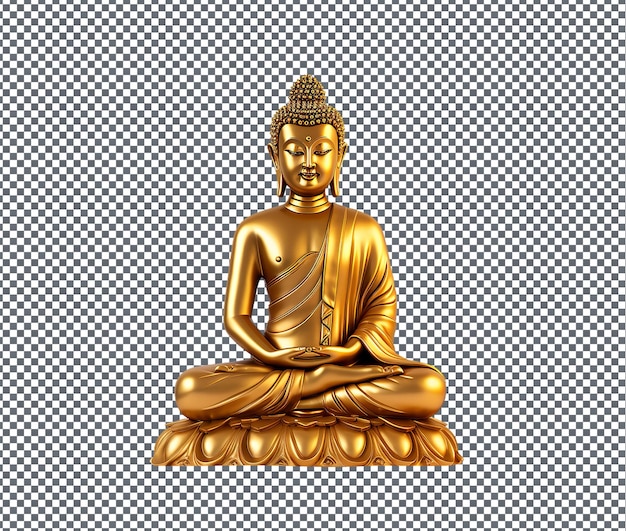 PSD kostbare goldene buddha-wanddeckel, isoliert auf durchsichtigem hintergrund