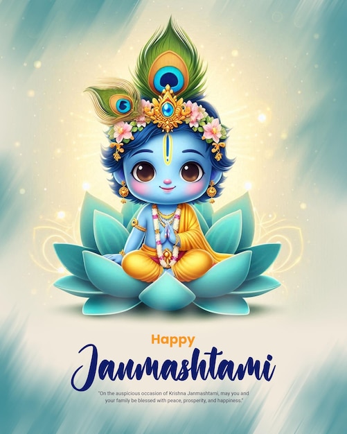 PSD kreative vorlage für das design von happy krishna janmashtami-bannern