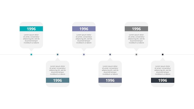 PSD kreatives konzept für infografik-zeitachsendiagramm mit 6 schritten, optionen, teilen oder prozessen