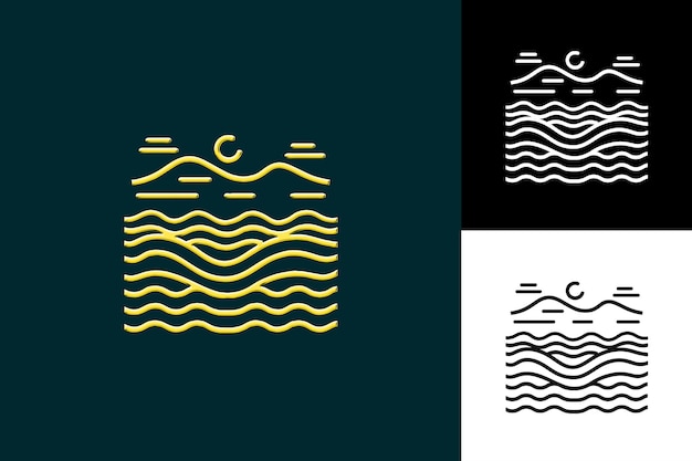 PSD le lac national indonésien danau toba avec un style d'art en ligne inspiré de la culture fe design vectoriel abstrait