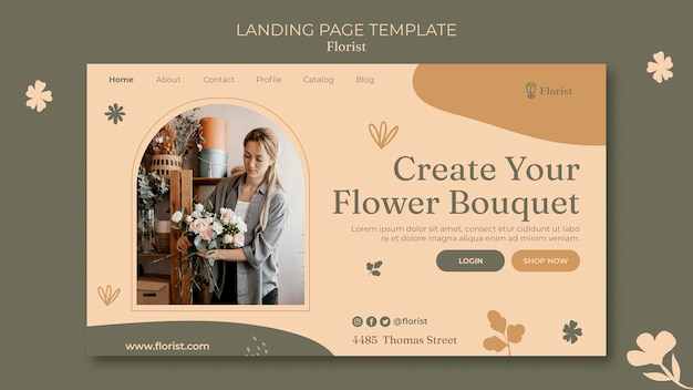 PSD landingpage-vorlage für blumenstrauß