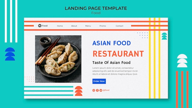 Landingpage-Vorlage mit Gerichten aus der asiatischen Küche