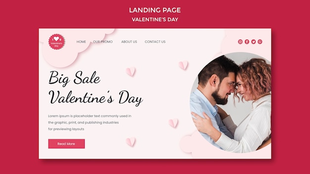 Landingpage zum Valentinstag mit verliebtem Paar