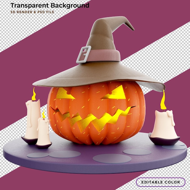 Lanterne jack tête citrouille Halloween 3D avec bougies allumées