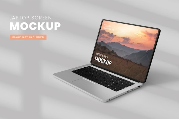 PSD laptop-bildschirm-mockup-vorderansicht in 3d-rendering