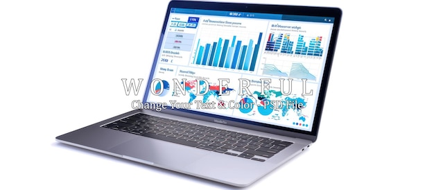 PSD laptop mit analytics-dashboard